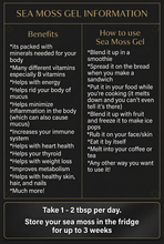 Load image into Gallery viewer, Sea moss information graphic with revised minerals wording