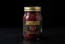 Load image into Gallery viewer, Elderberry Infused Purple Sea Moss Gel jar on a black background

